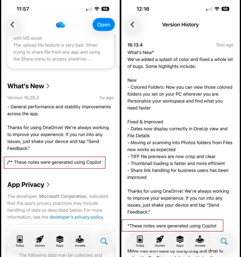 Microsoft Turns iOS Changelogs into Free Copilot Ads on Apple’s App Store