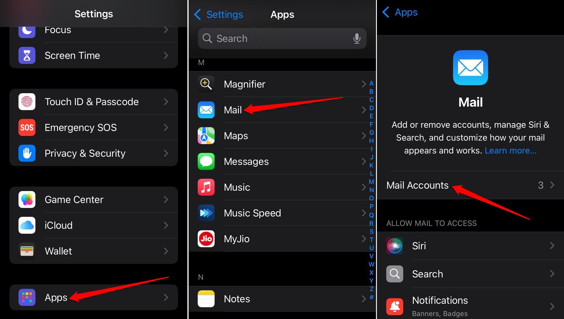wie man auf Mail-Konten auf dem iPhone zugreift