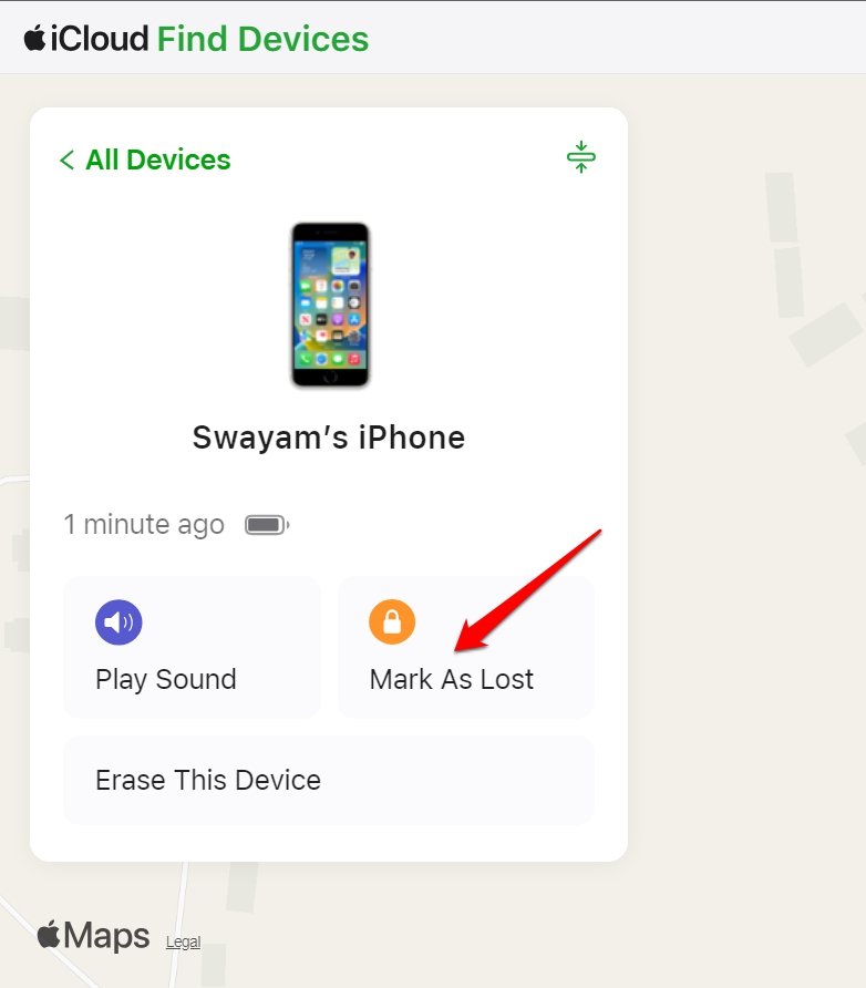 segnare l'iPhone come smarrito