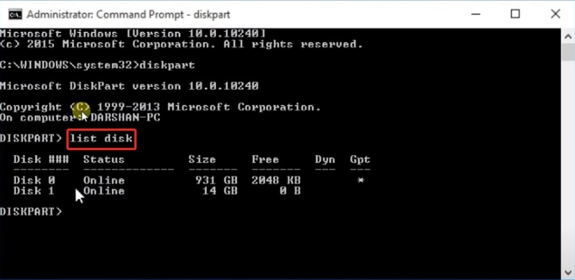 Lista de discos - Convertir MBR a GPT sin pérdida de datos a través del símbolo del sistema