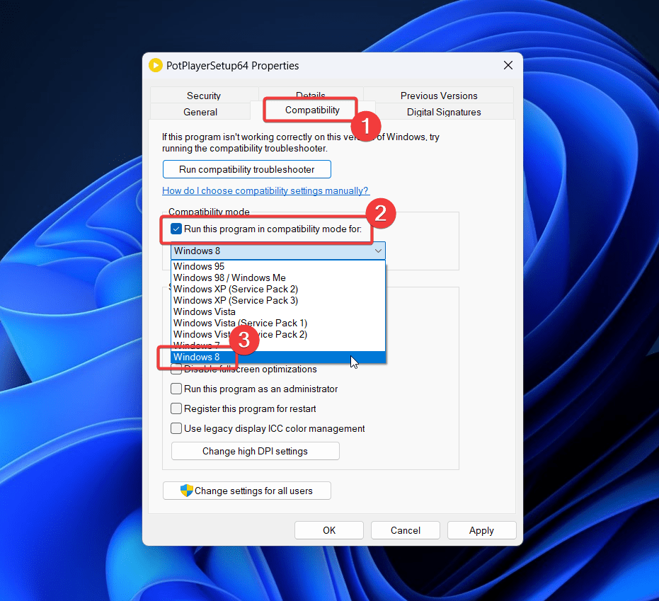 Esegui in modalità compatibilità