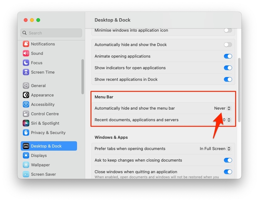 Auto Hide Menu Bar Full Screen - MacBook Menu Bar Disappeared