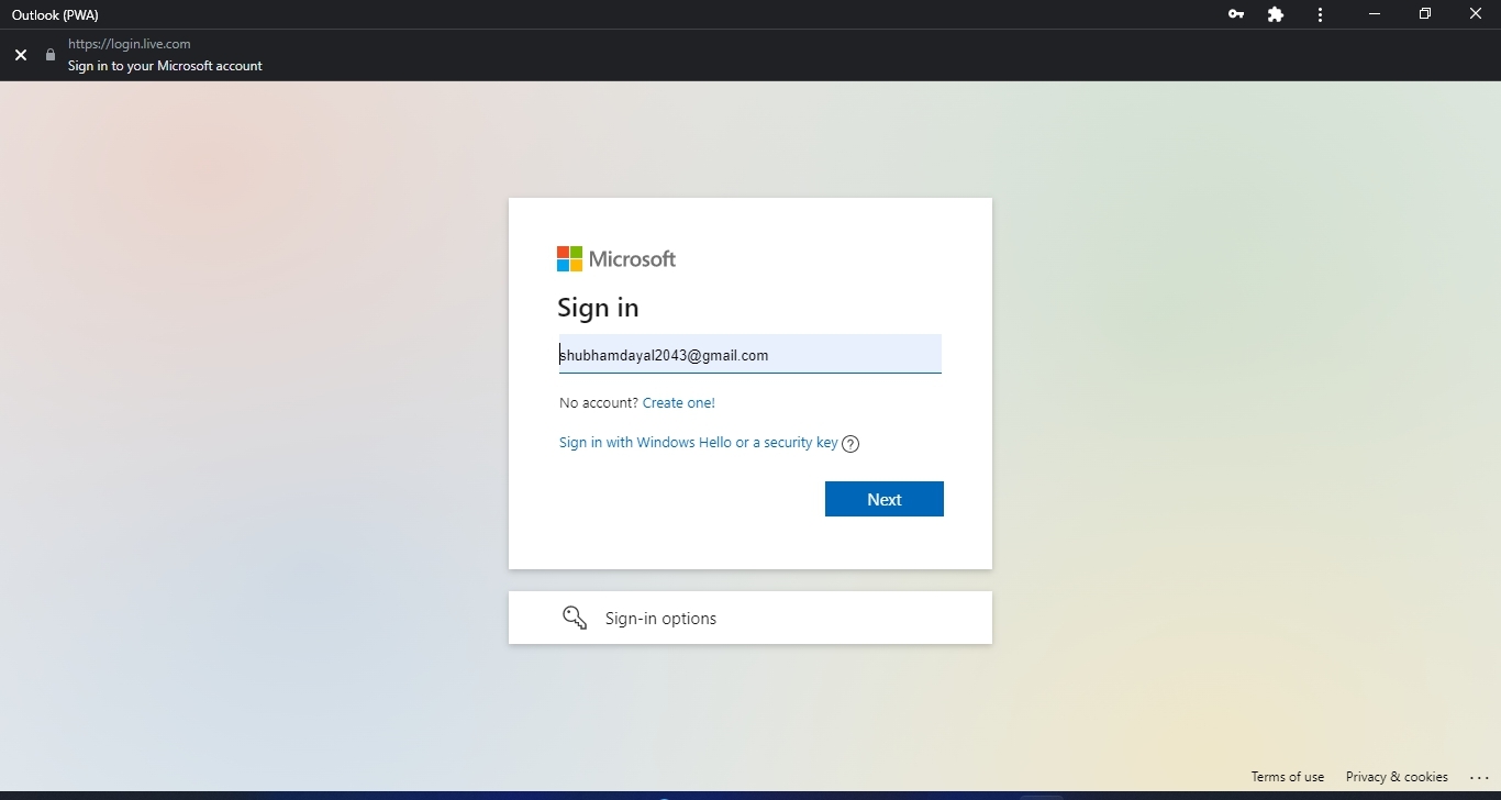 Fazer login pwa