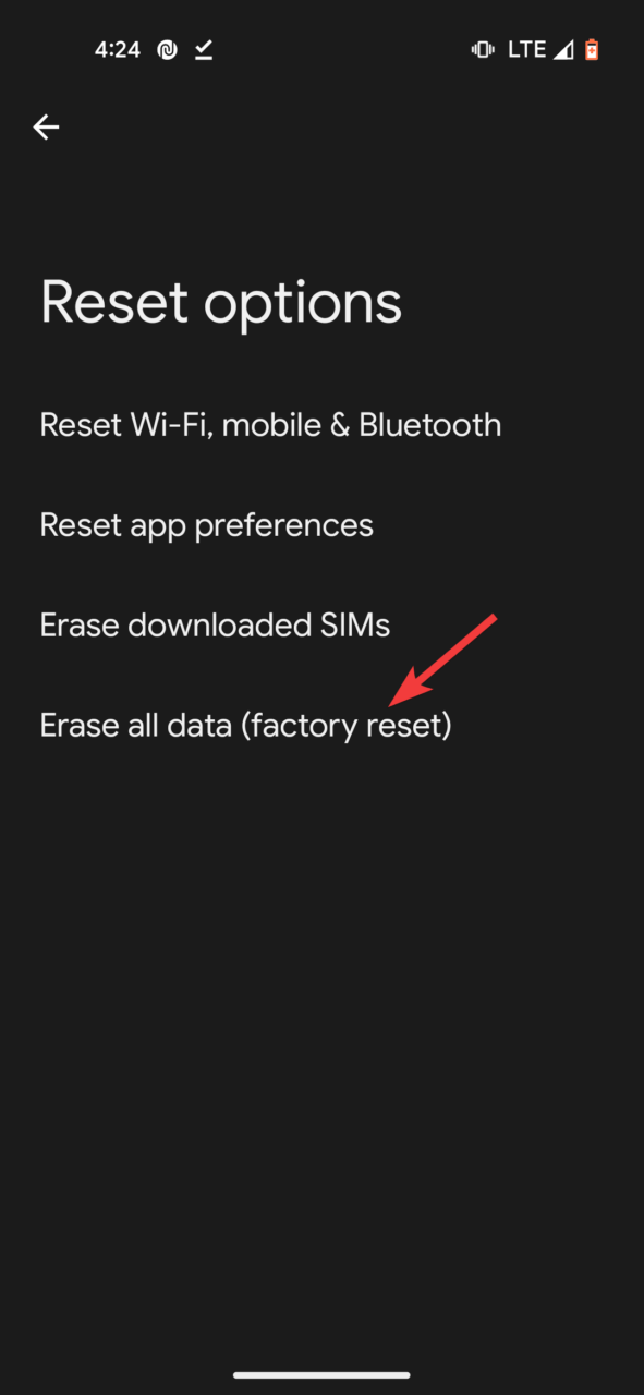 Tippen Sie auf Alle Daten löschen (Werkseinstellung)