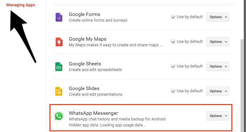 WhatsApp 앱 관리