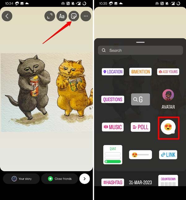usar adesivo de emoji na história do Instagram