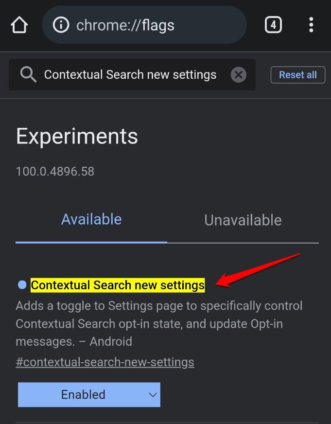コンテキスト検索Chromeフラグ