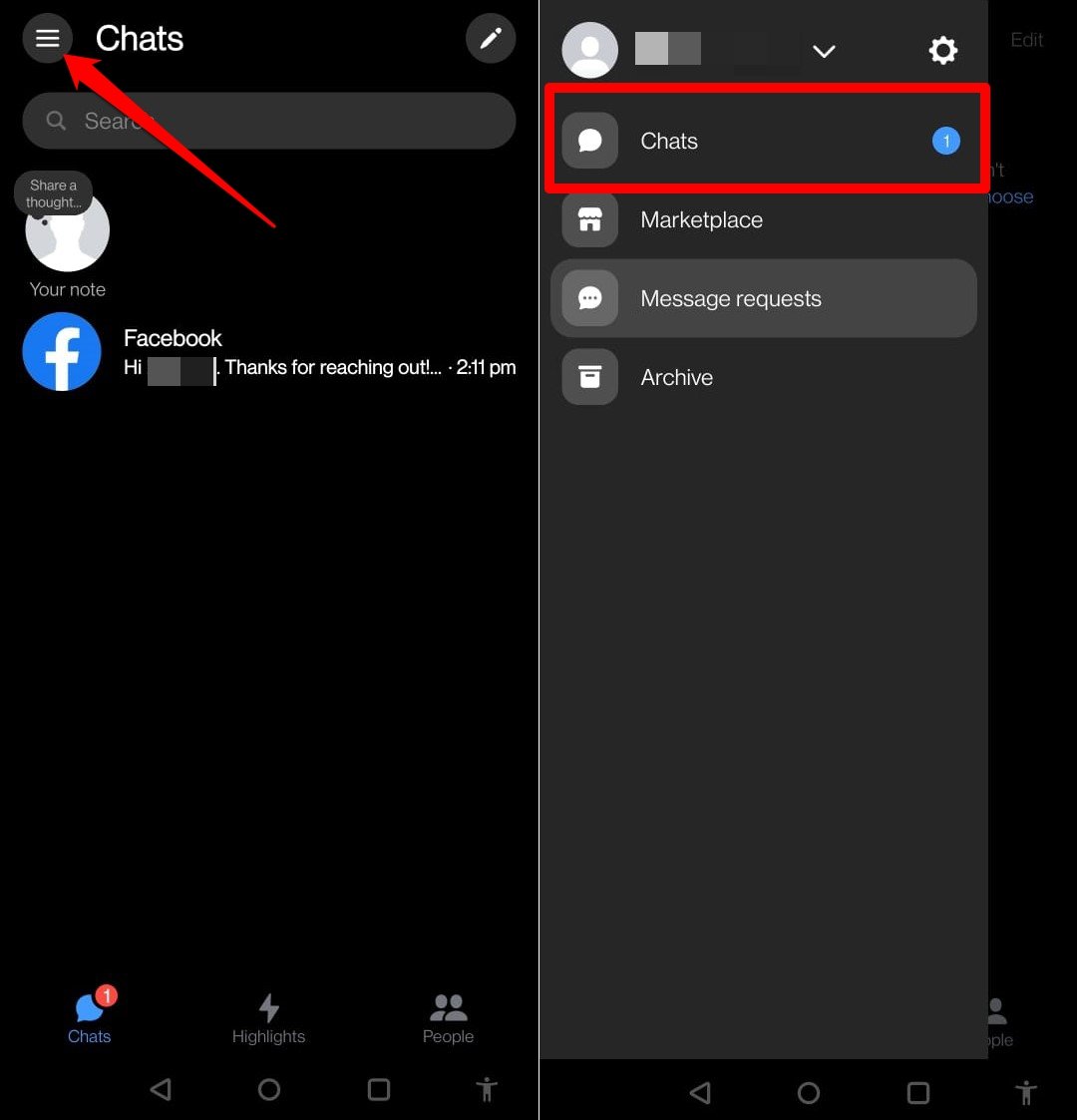 Messengerチャットにアクセスする方法 Android