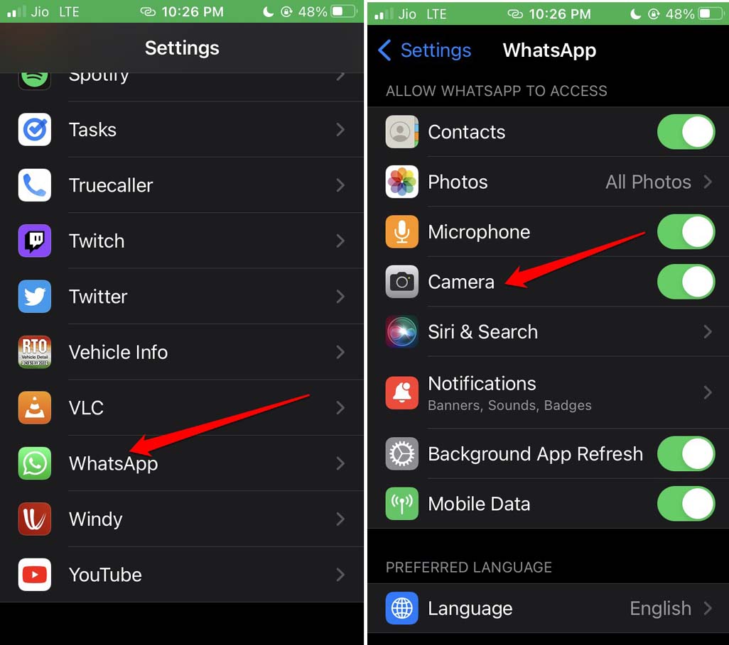 permiso de cámara para Whatsapp