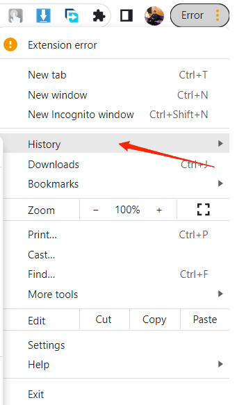 configuración del historial de chrome