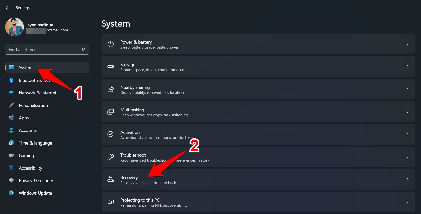 menu sistema windows 11