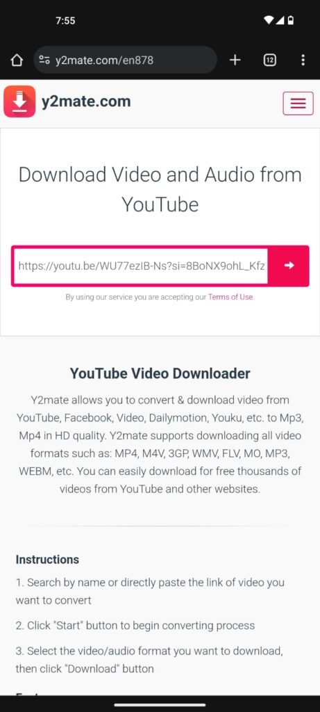 Y2Mate - 안드로이드에서 YouTube 비디오 다운로드하기