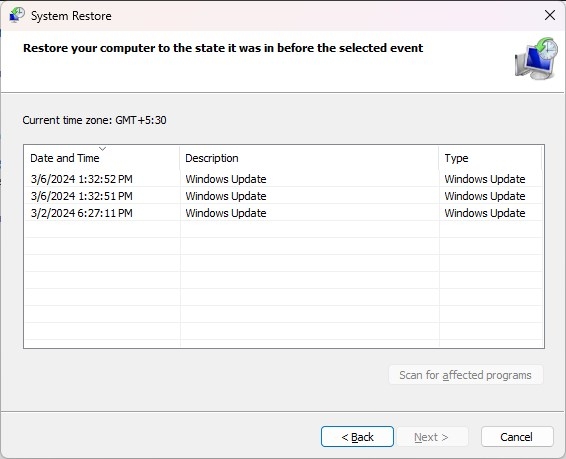 Restauration du système - Services audio ne répondent pas sur Windows
