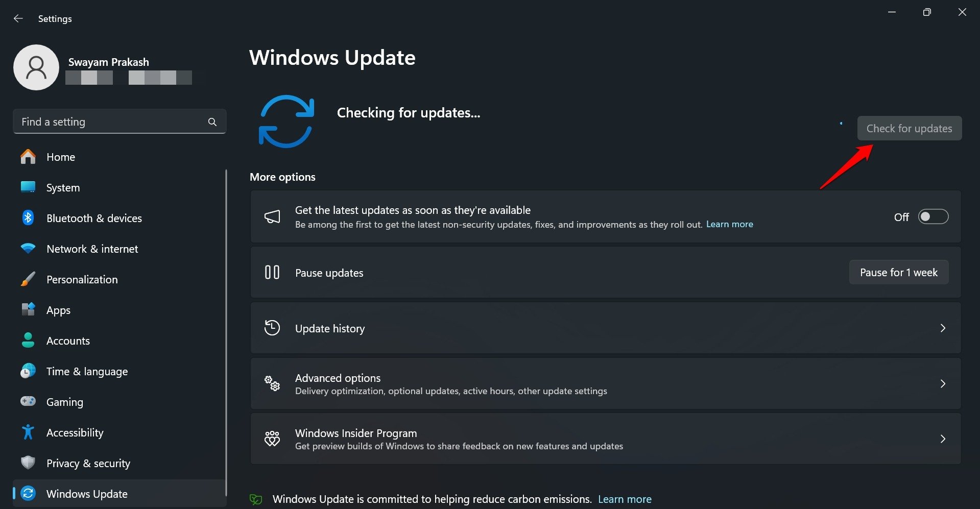 Windows 11 buscar actualizaciones