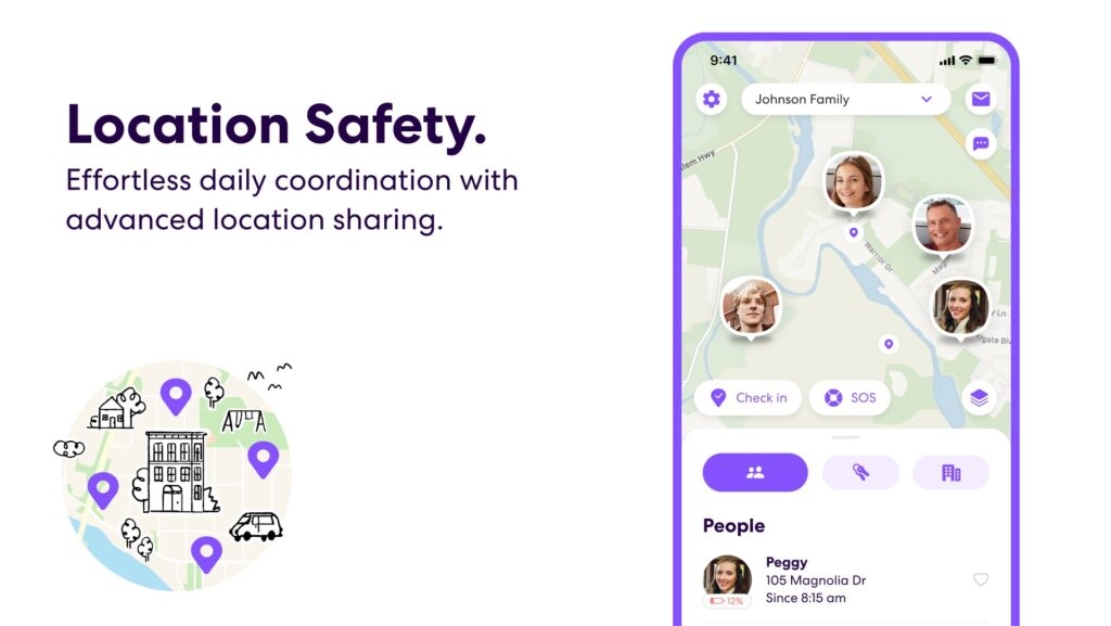 Partage de localisation en direct Life360 - Applications de suivi de téléphone avec suivi GPS