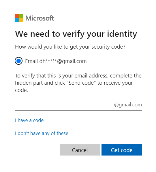Inserisci email/numero di telefono per il codice di verifica