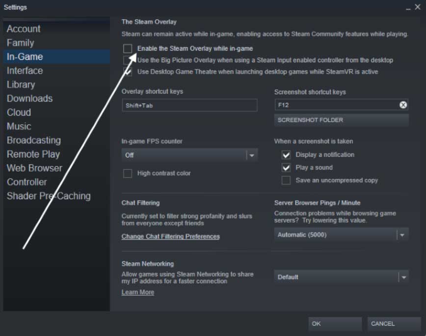Steamオーバーレイをオフにする