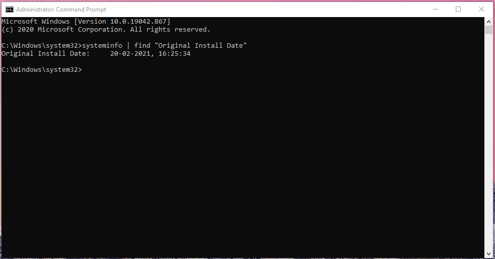 Data di installazione in CMD