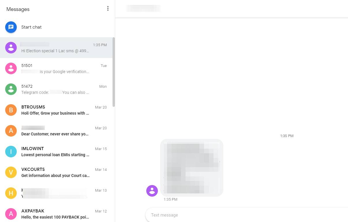 Android Messages für Web-Chatfenster