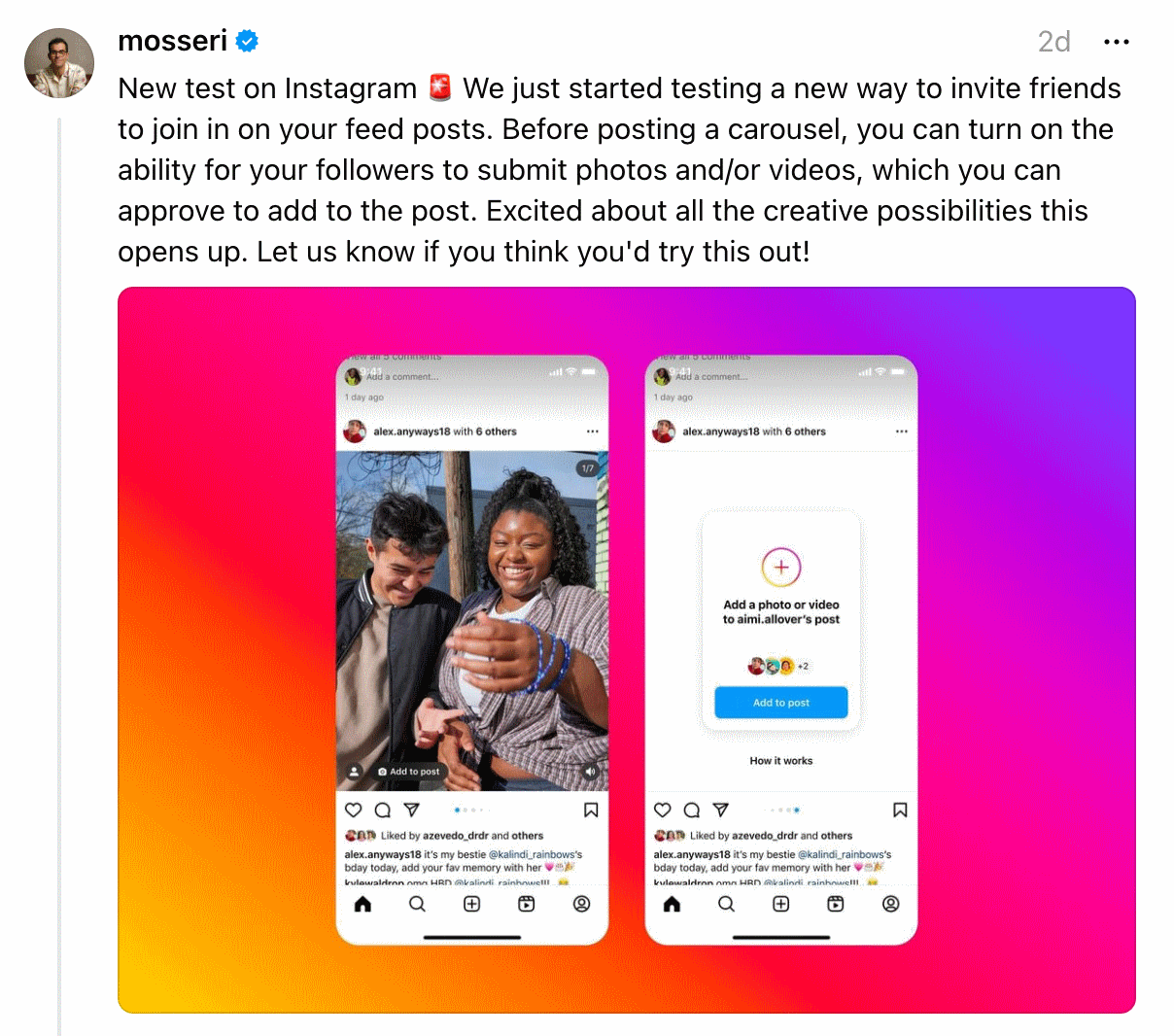 Come consentire ai tuoi amici di aggiungere foto al tuo post di Instagram