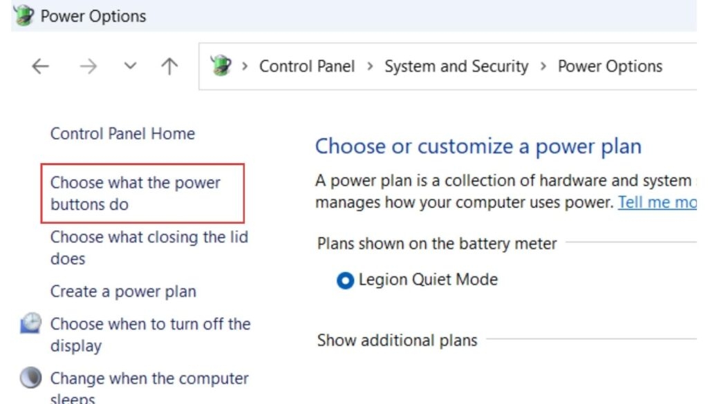 Control Panel - System and Security - Power Options - Driver Overran Stack Buffer Error