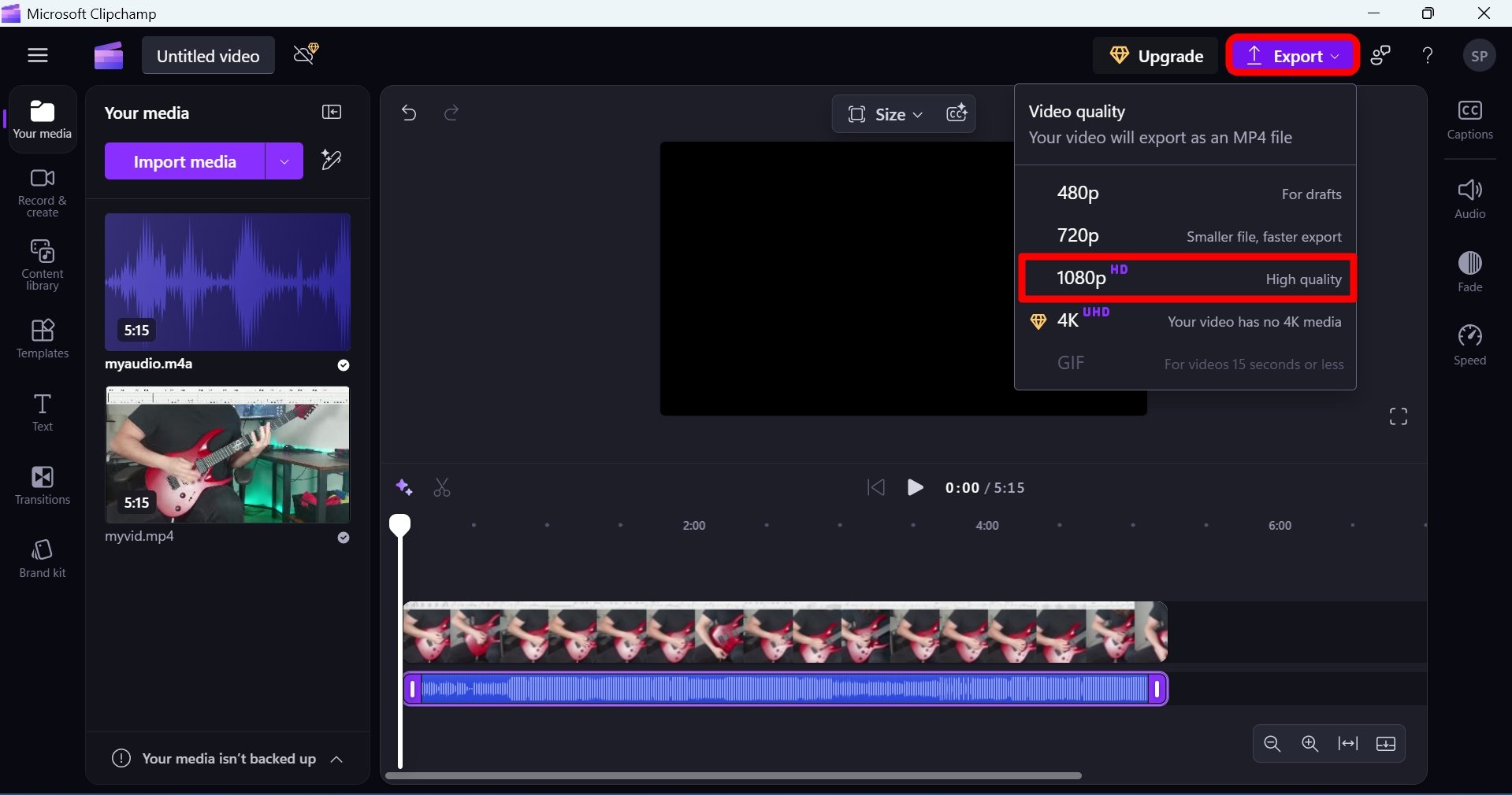 comment exporter une vidéo dans Clipchamp PC