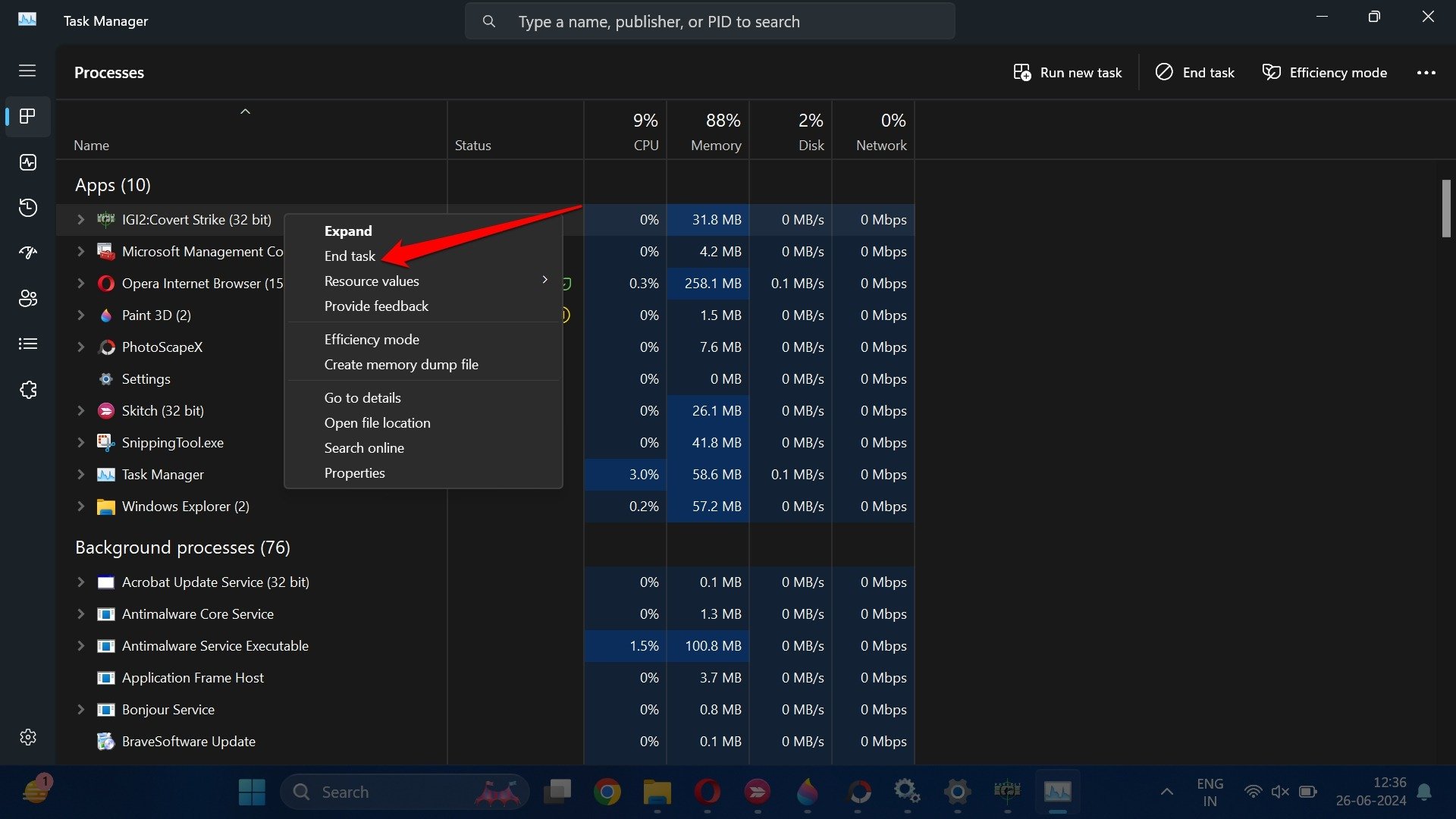 chiudi l'app di gioco su Windows 11
