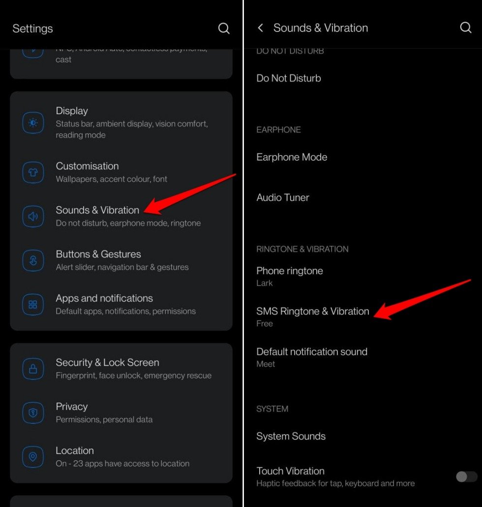 Android SMS-Vibrationseinstellungen
