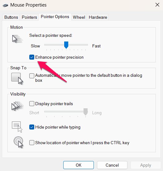 Disabilita l'accelerazione del mouse - Ottimizza Windows 11 per il gioco