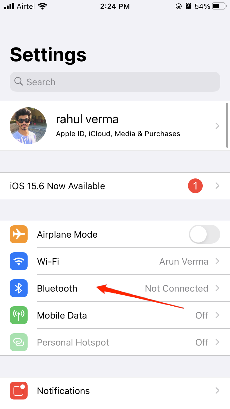 réglages bluetooth iphone