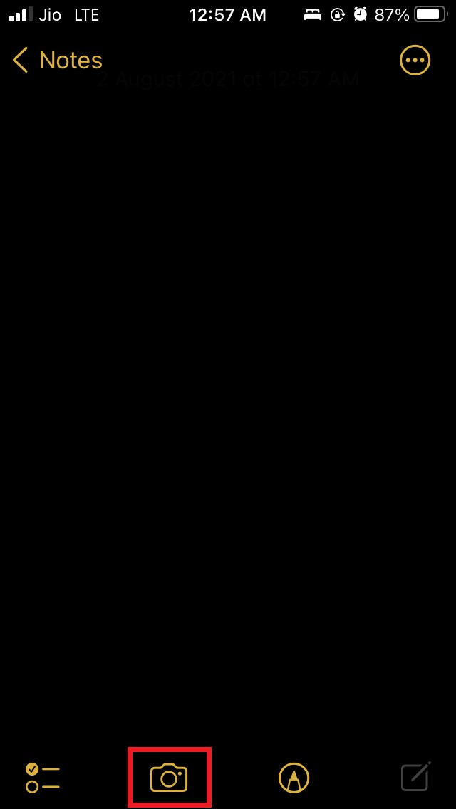 카메라 아이콘 탭