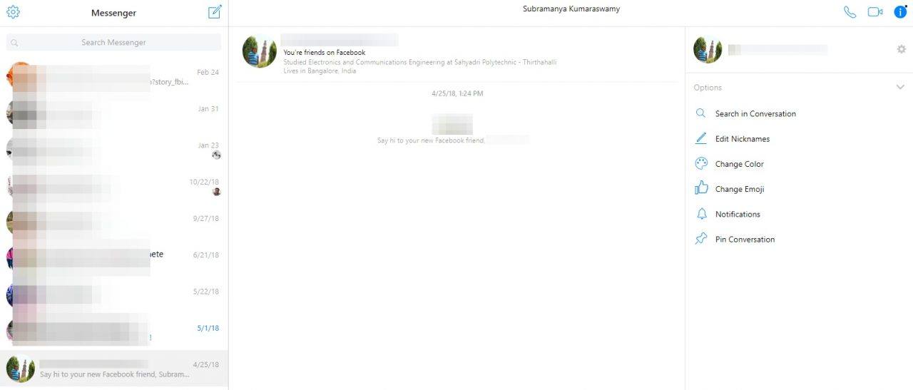 Janela de Chat do Facebook Messenger Web