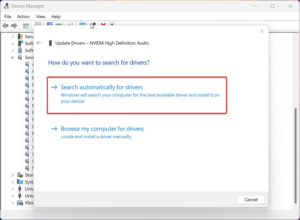 Mettre à jour le pilote de périphérique audio - Services audio ne répondent pas sur Windows