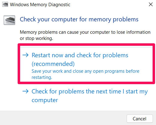 Diagnóstico de Memória do Windows