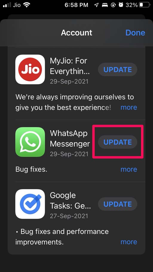atualizar WhatsApp no iPhone