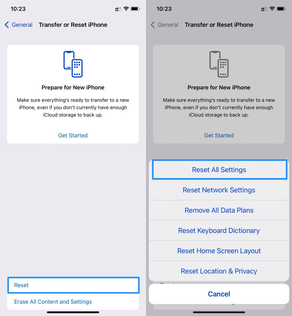 Restablecer Todas las Configuraciones iPhone