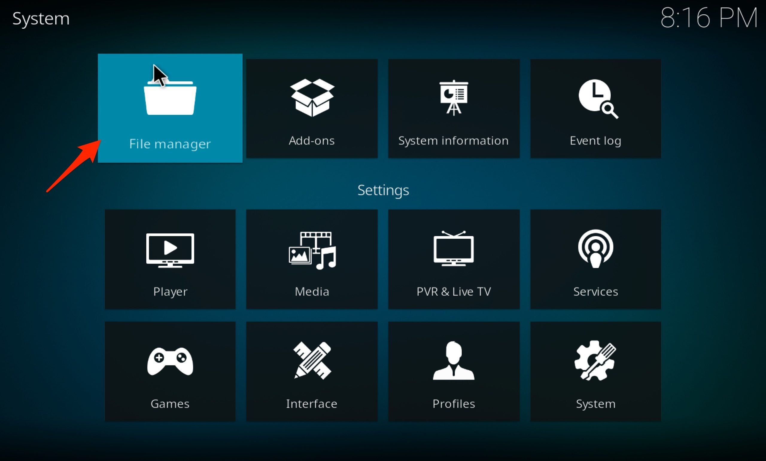 Gerenciador de Arquivos do Kodi