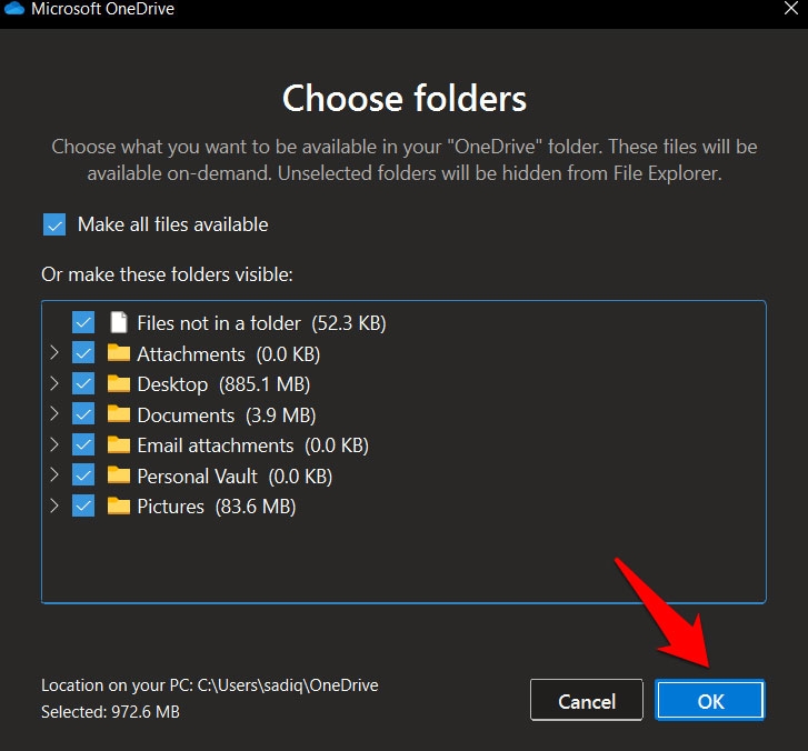 フォルダーを再同期する - OneDriveが同期しない