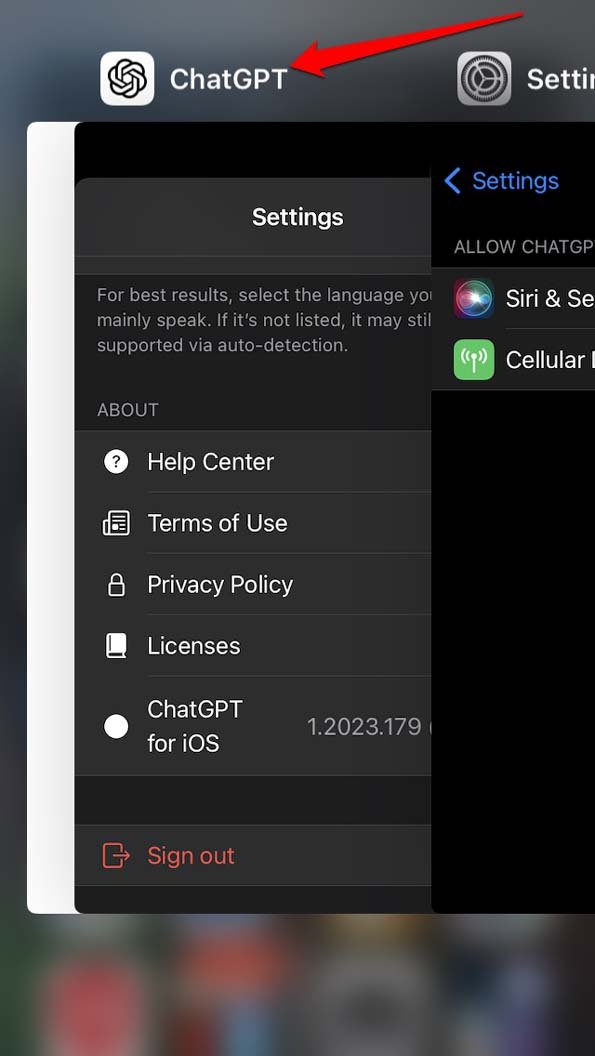 ChatGPT-App auf iPhone zwangsweise schließen