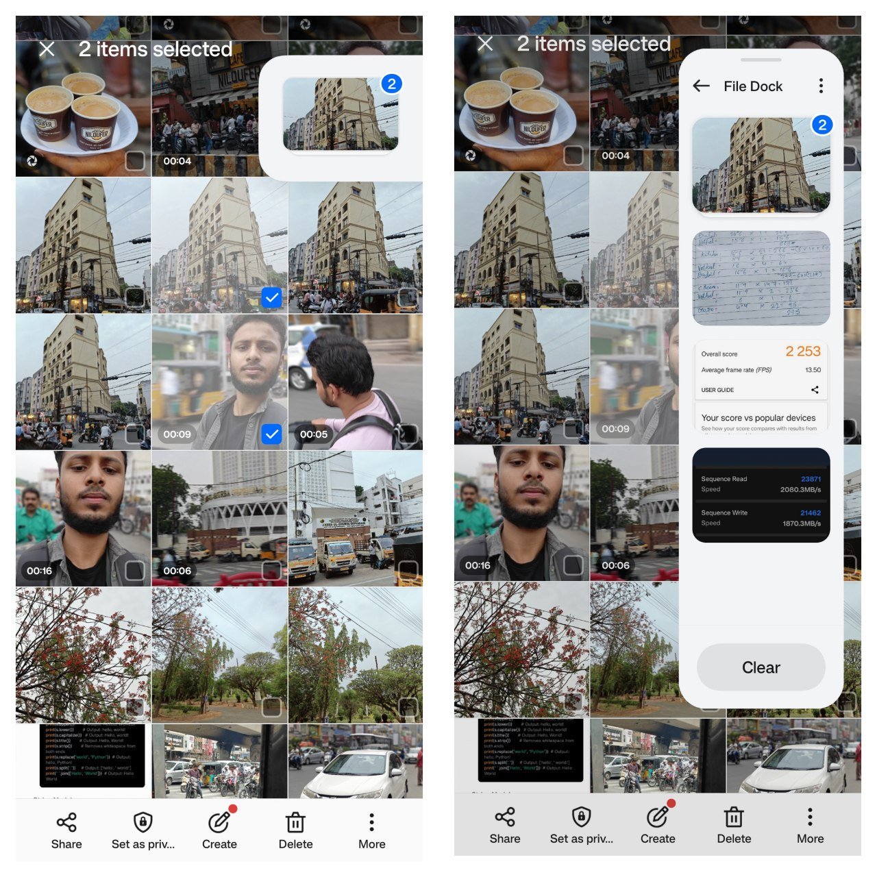 usar el dock de archivos para copiar fotos