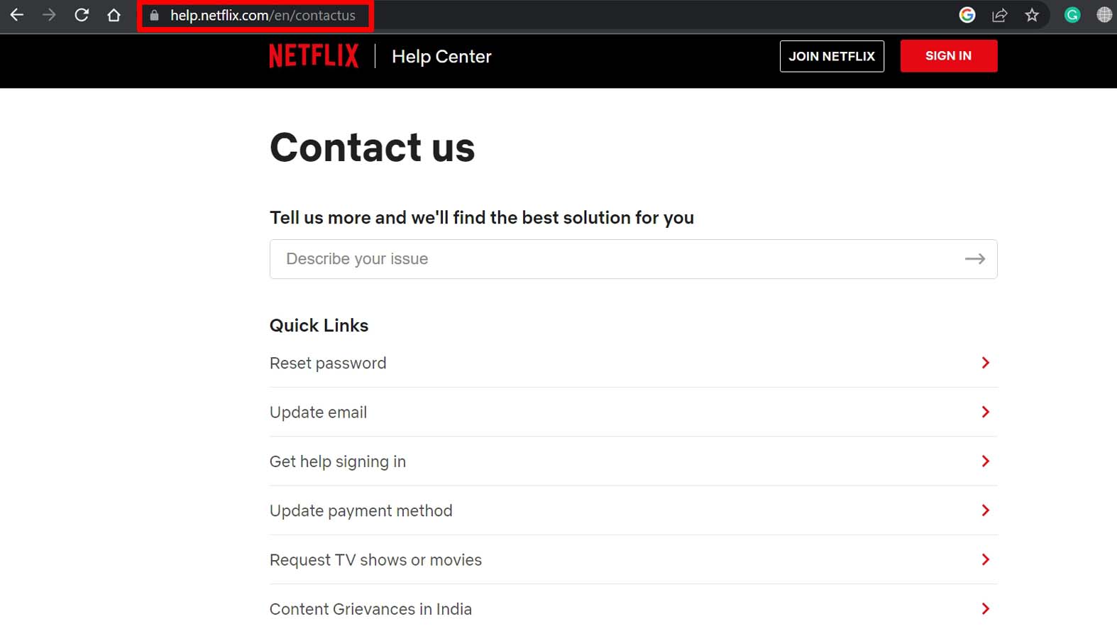 contactar soporte de Netflix