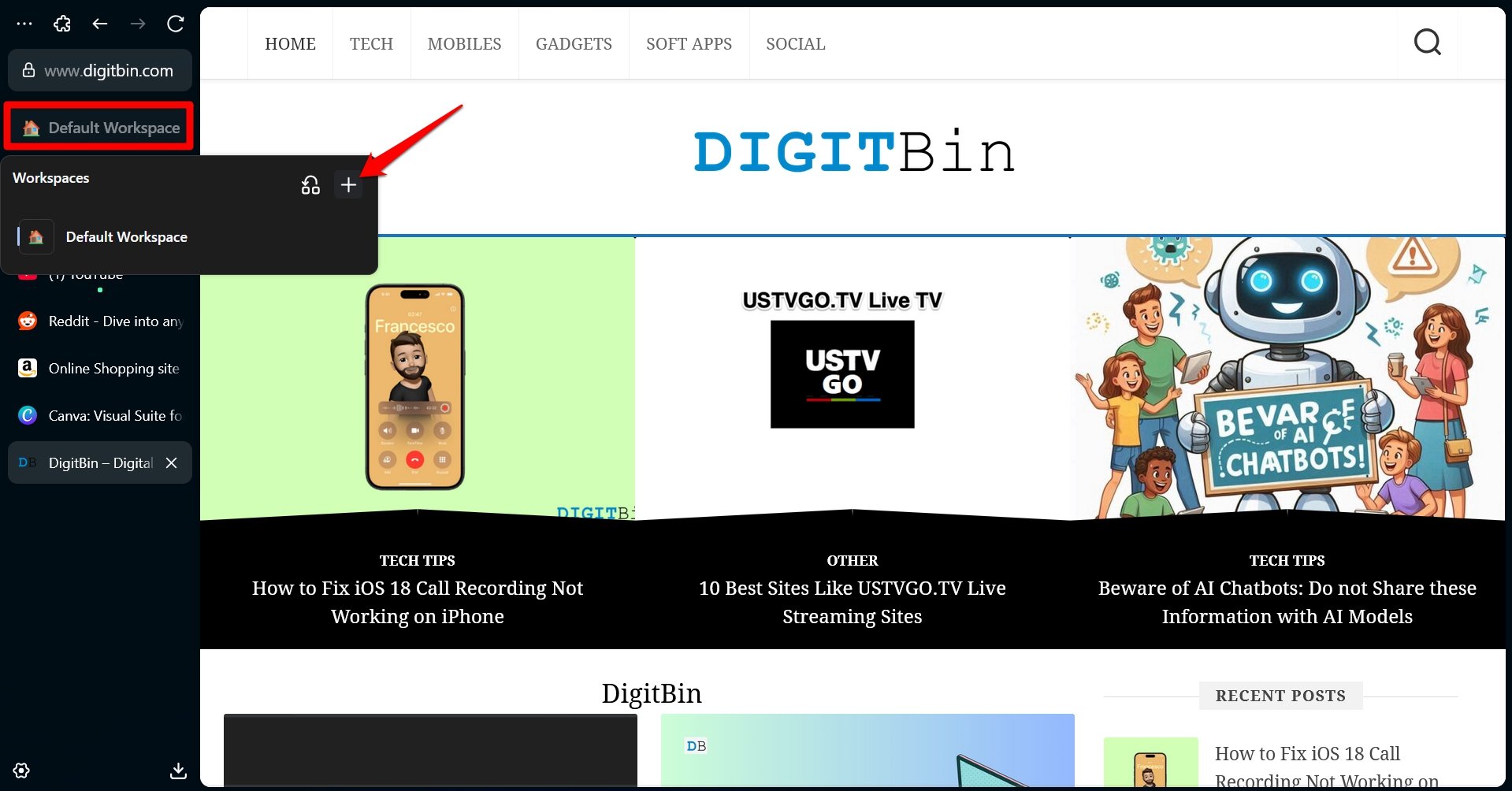 Erstellen Sie einen neuen Arbeitsbereich im Zen-Browser