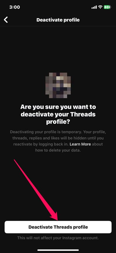 Come disattivare l'account Threads?
