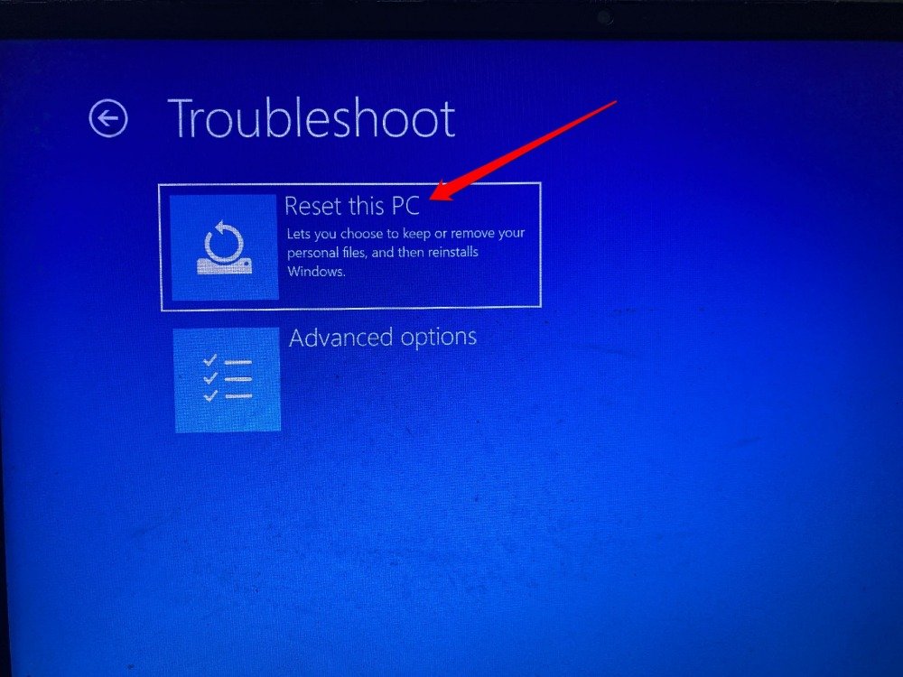 reset the Windows PC from advanced startup