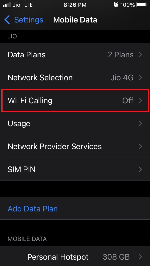 appuyez sur l'appel WiFi