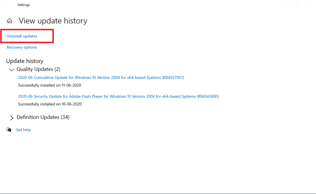 Windows 10からインストールされた更新プログラムを削除する