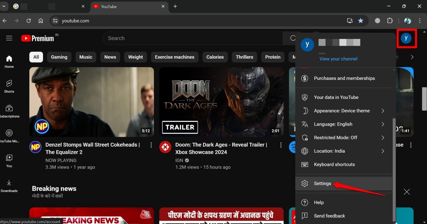 configuración de youtube para PC