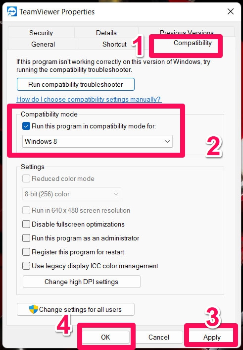 Executar O Modo de Compatibilidade do Aplicativo
