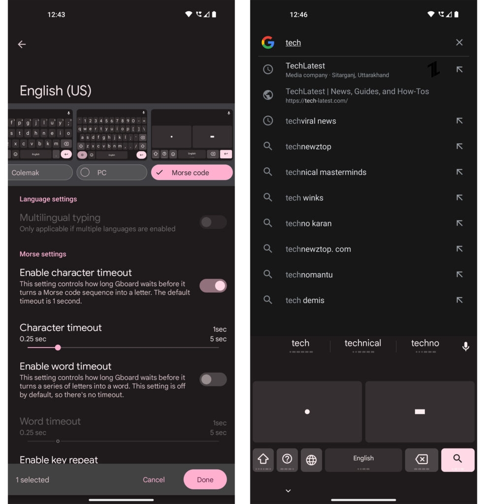 GBoard Code Morse - Applications de Code Morse