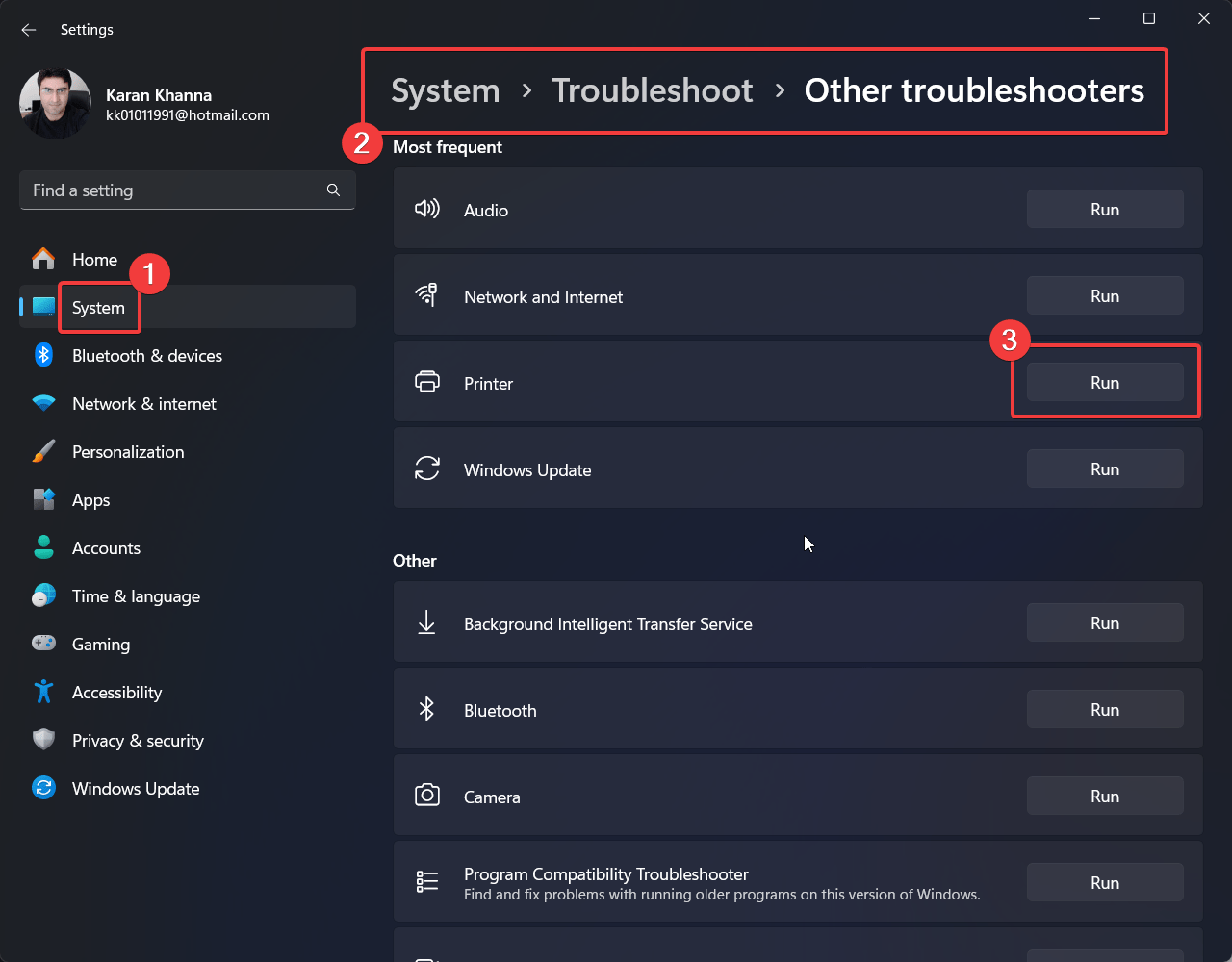 Executar Solucionador de Problemas da Impressora